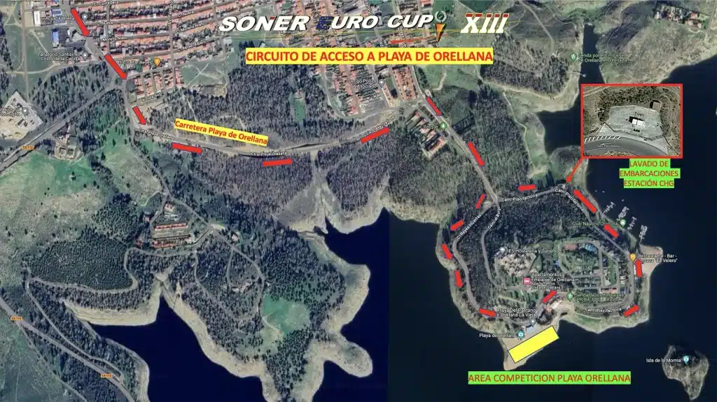 Mapa acceso playa Orellana Soner Euro Cup XIII